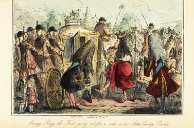 Koning George I van Engeland stapt in de koninklijke koets naar Osnabruck op de nacht van zijn dood, 22 juni 1727