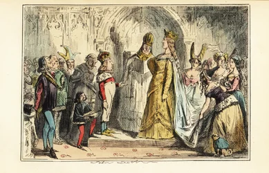Koning Hendrik VI van Engeland getrouwd met Margaretha van Anjou in Titchfield Abbey, 23 april 1445