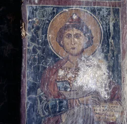Afbeelding van heilige, fresco in kerk in Kandanos, Kreta, Griekenland
