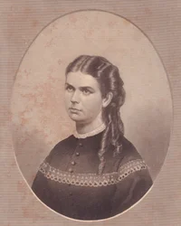 Portret van Ada Kinsman (1845-1871), vrouw van dominee Edward Archibald Wanless, gravure door FE Jones