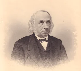 Portret van Amerikaanse industrieel en Methodistische predikant Thomas T Tasker (1799-1892), gravure door FE Jones