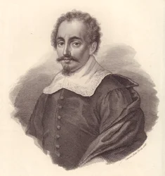 Portret van Italiaanse geograaf Jacopo Cantelli (1643-1695), kopergravure door Caterina Piotti-Pirola
