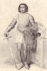 Portret van Filips van Artois, Graaf van Eu (1358-1397), gravure, uit Galerie Historique de Versailles