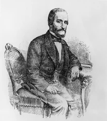 Portret van Raffaele Busacca dei Gallidoro (1810-1893), Italiaanse politicus en econoom, gravure