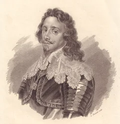 Portret van Thomas Francis van Savoye, Prins van Carignano (1596-1656), kopergravure door G Fusinati naar schilderij van Van Dick