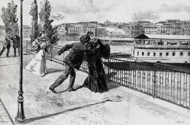 De moord op Elisabeth, keizerin van Oostenrijk, door de anarchist Luigi Lucheni, 10 september