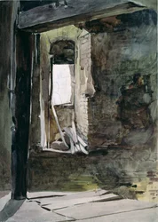 Interieur van de windmolen op het slagveld van Crecy