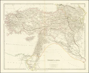 Kaart van Turkije in Azië uit 1840