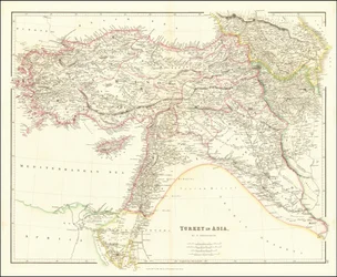 Kaart van Turkije in Azië uit 1840 door John Arrowsmith
