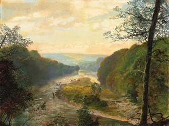 De Wharfe-vallei, met Barden Tower op de achtergrond, 1870s