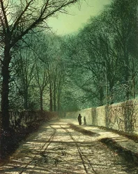 Boomschaduwen op de parkmuur, Roundhay, Leeds