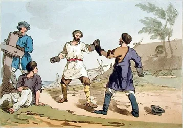 Boksen, geëtst door de kunstenaar, gepubliceerd 1804