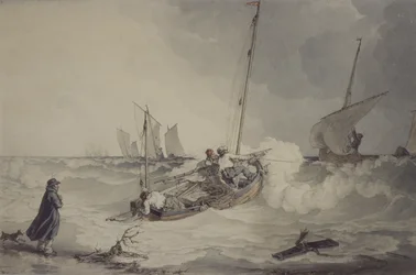 Vissersboten Gaan uit, aquarel