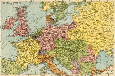 Kaart van Centraal-Europa, ca. 1914
