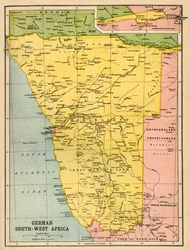 Kaart van Duits Zuidwest-Afrika, Eerste Wereldoorlog, ca. 1920