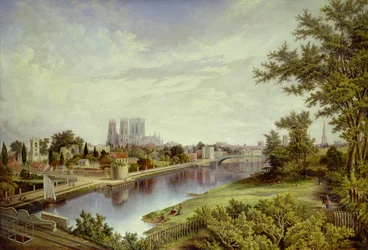 York vanaf de Scarborough Railway Bridge (olieverf op doek)