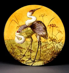 Schotel met twee kraanvogels