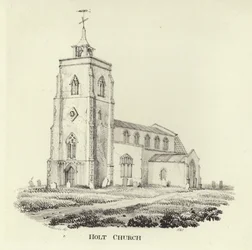 De Kerk van St. Andrew in het dorp Holt