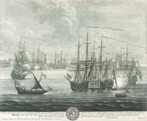 Uitzicht op Bombay (India), opgedragen aan de directeur van de Britse Oost-Indische Compagnie