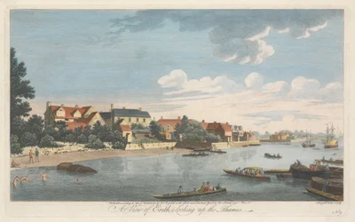 Een uitzicht op Erith, kijkend naar de Theems