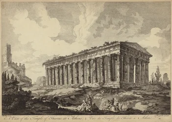 Uitzicht op de Tempel van Theseus, Athene, Griekenland (gravure)