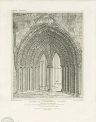 Lichfield Kathedraal - Noord Transept Deur: gravure, nd [c 1820]