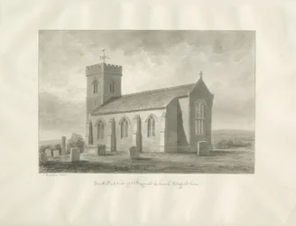 Bagnall Kerk: sepia tekening, 1848