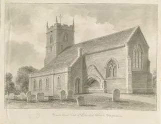 Blymhill Kerk: sepia tekening