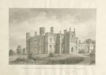 Butterton Hall: sepia tekening