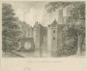 Caverswall Castle: sepia tekening