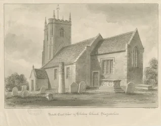 Chebsey Kerk: sepia tekening