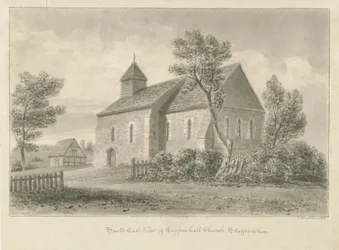 Coppenhall Kerk: sepia tekening