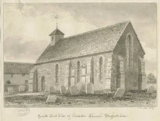 Croxden - Gastenkapel: sepia tekening