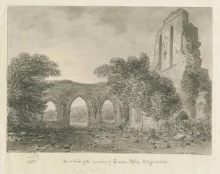 Croxden Abbey: sepia tekening