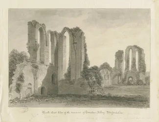 Croxden Abbey: sepia tekening