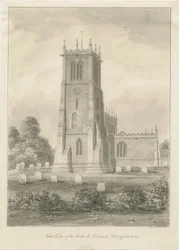 Eccleshall Kerk: sepia tekening