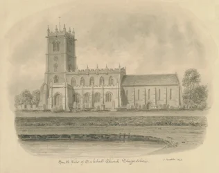 Eccleshall Kerk: sepia tekening