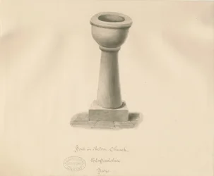 Doopvont in Acton Trussell Kerk, 1841