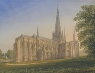 Lichfield Kathedraal - Noordoostaanzicht: aquarel, nd [1770-1851]