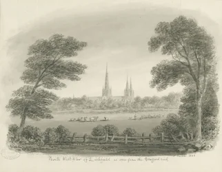 Lichfield Kathedraal - Noordwestelijke aanzicht (veraf)