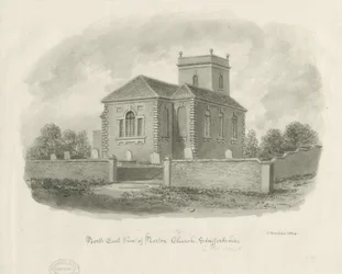 Kerk van Norton-in-the-Moors: sepiatekening in gewassen inkt