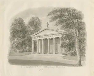 Shugborough - Dorische Tempel: sepia tekening, 1842