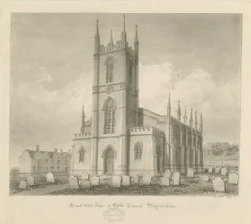 Stoke-upon-Trent Kerk [Nieuw]: sepia tekening