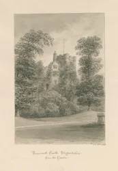 Tamworth Kasteel: sepia wassing tekening