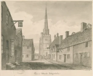 Uttoxeter Stad - Straatbeeld: sepia tekening
