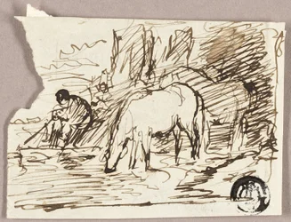 Schets van Paarden Wateren en Visser
