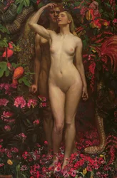 Adam en Eva met de slang, 1877