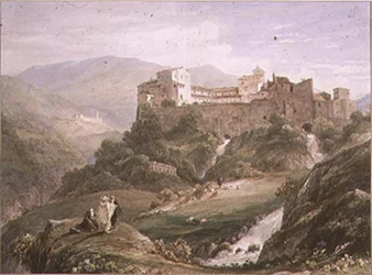 Italiaans landschap met klooster