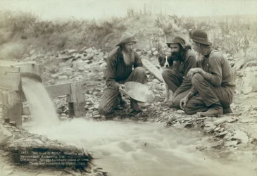 Wassen en goud pannen, Rockerville, 1889