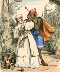 De koopman plukt de roos voor Schoonheid